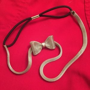 Silver mesh bow headband